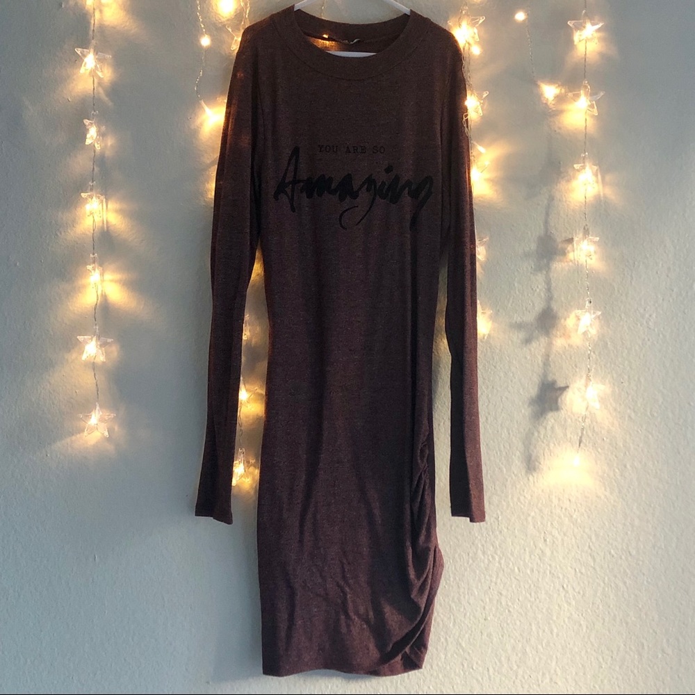 Dark purple long sleeve bodycon dress